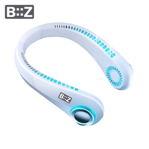 BiiZ neck fan, 3-stage adjustable neck band, bladeless fan, portable neck fan, neck fan, mini wireless neck fan, necklace type to hang around the neck
